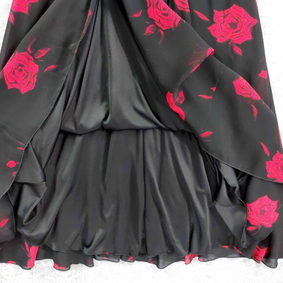 IGIGI by Yuliya Raquel 18/20 Plus Black Red Rose Print Fit & Flare Midi Dress Ma - Picture 8 of 11